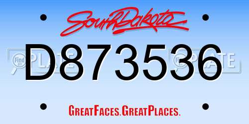 D873536 South Dakota License Plate