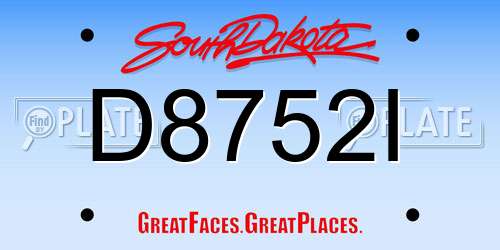 D8752I South Dakota License Plate