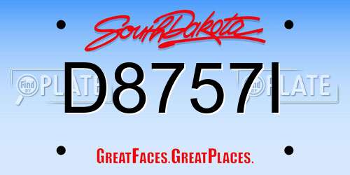 D8757I South Dakota License Plate