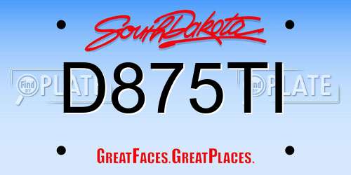 D875TI South Dakota License Plate