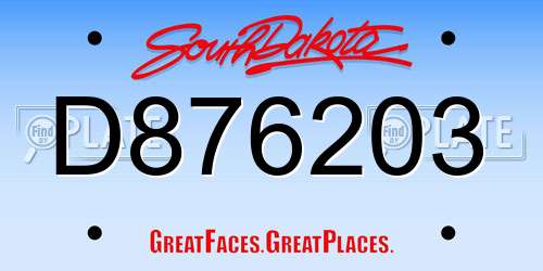 D876203 South Dakota License Plate