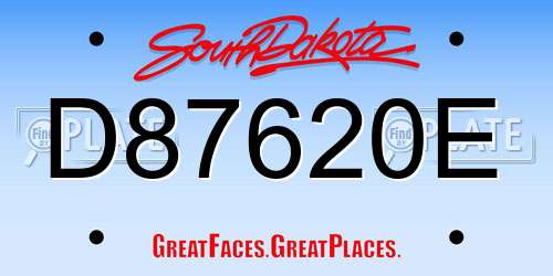 D87620E South Dakota License Plate