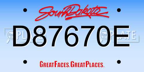 D87670E South Dakota License Plate