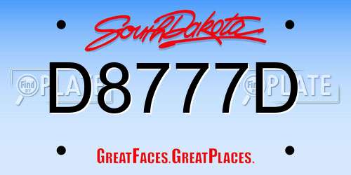 D8777D South Dakota License Plate