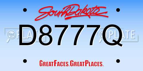 D8777Q South Dakota License Plate