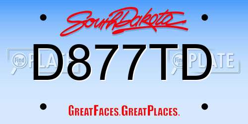 D877TD South Dakota License Plate