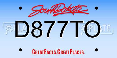 D877TO South Dakota License Plate