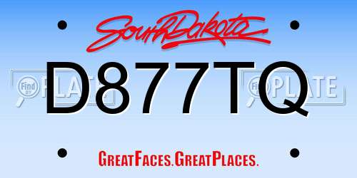 D877TQ South Dakota License Plate