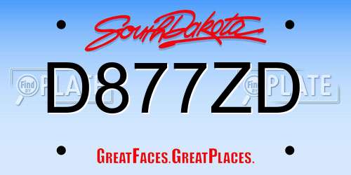 D877ZD South Dakota License Plate