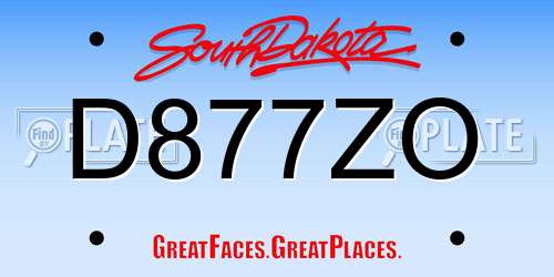 D877ZO South Dakota License Plate