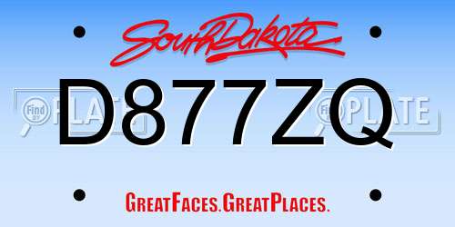D877ZQ South Dakota License Plate