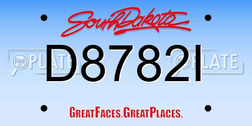 D8782I South Dakota License Plate