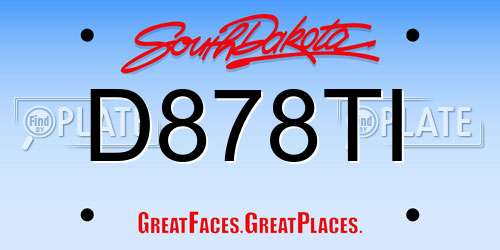 D878TI South Dakota License Plate
