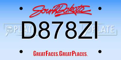 D878ZI South Dakota License Plate