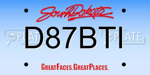 D87BTI South Dakota License Plate