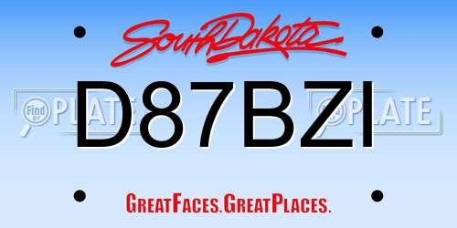 D87BZI South Dakota License Plate