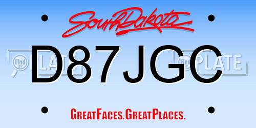 D87JGC South Dakota License Plate