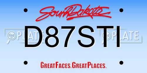 D87STI South Dakota License Plate