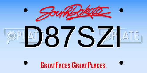 D87SZI South Dakota License Plate