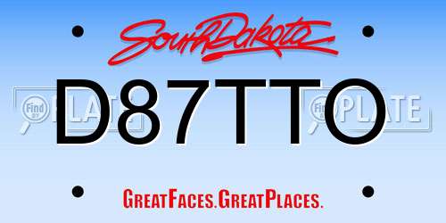 D87TTO South Dakota License Plate