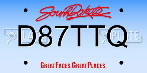 D87TTQ South Dakota License Plate