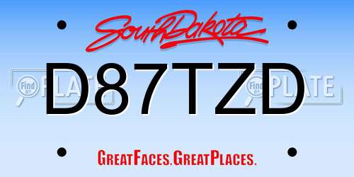 D87TZD South Dakota License Plate