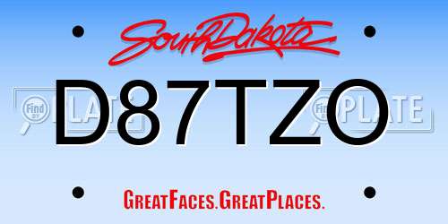 D87TZO South Dakota License Plate