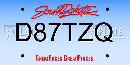 D87TZQ South Dakota License Plate