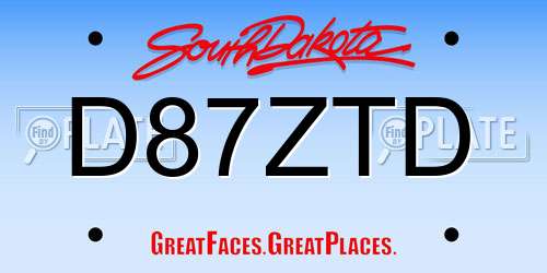 D87ZTD South Dakota License Plate