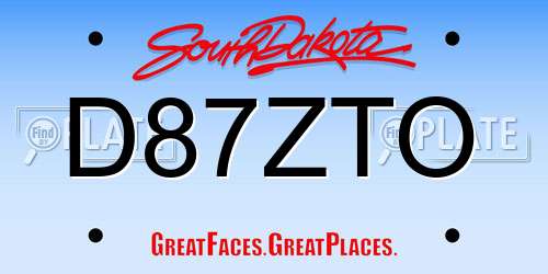 D87ZTO South Dakota License Plate