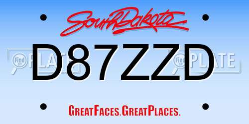 D87ZZD South Dakota License Plate