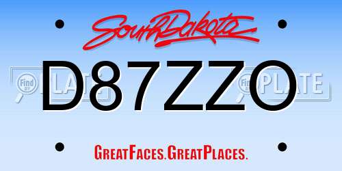 D87ZZO South Dakota License Plate