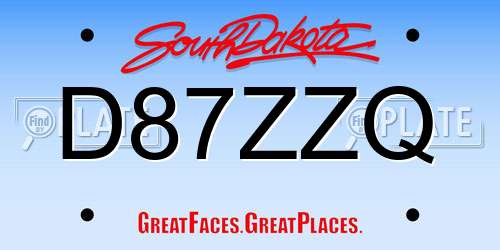 D87ZZQ South Dakota License Plate