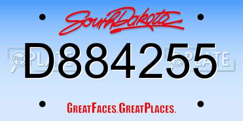 D884255 South Dakota License Plate