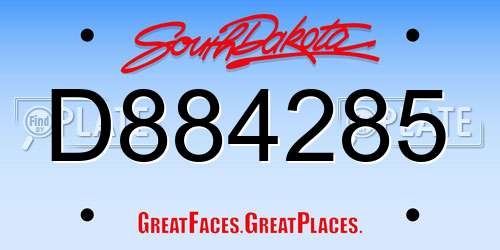 D884285 South Dakota License Plate