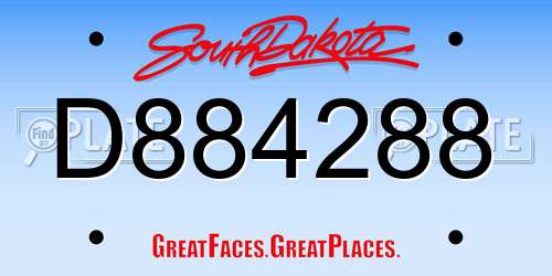 D884288 South Dakota License Plate