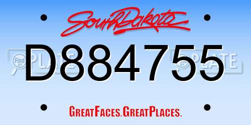 D884755 South Dakota License Plate