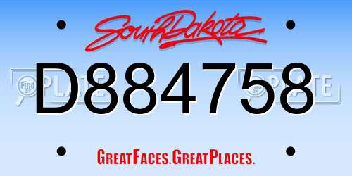D884758 South Dakota License Plate