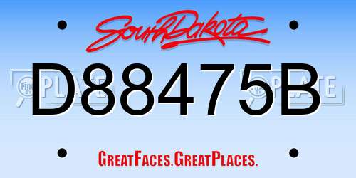D88475B South Dakota License Plate