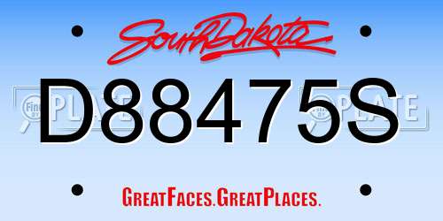 D88475S South Dakota License Plate