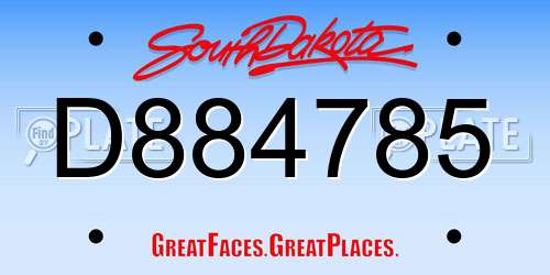 D884785 South Dakota License Plate