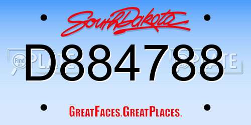 D884788 South Dakota License Plate