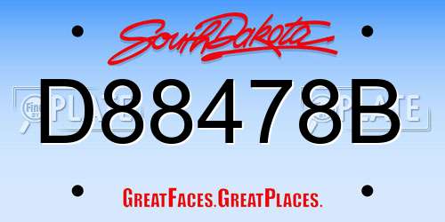 D88478B South Dakota License Plate