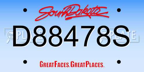 D88478S South Dakota License Plate