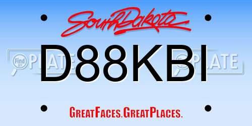 D88KBI South Dakota License Plate