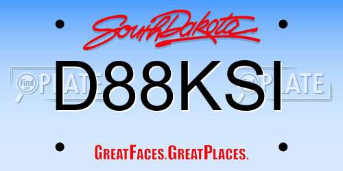 D88KSI South Dakota License Plate