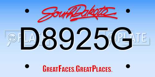 D8925G South Dakota License Plate