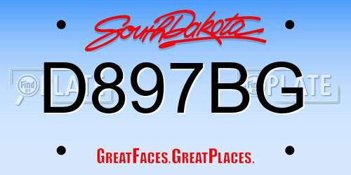 D897BG South Dakota License Plate