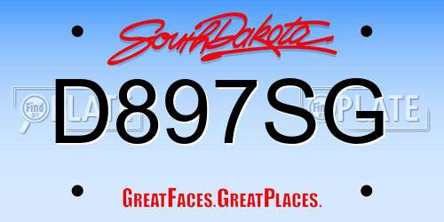 D897SG South Dakota License Plate