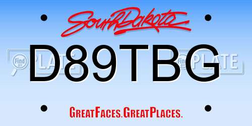 D89TBG South Dakota License Plate